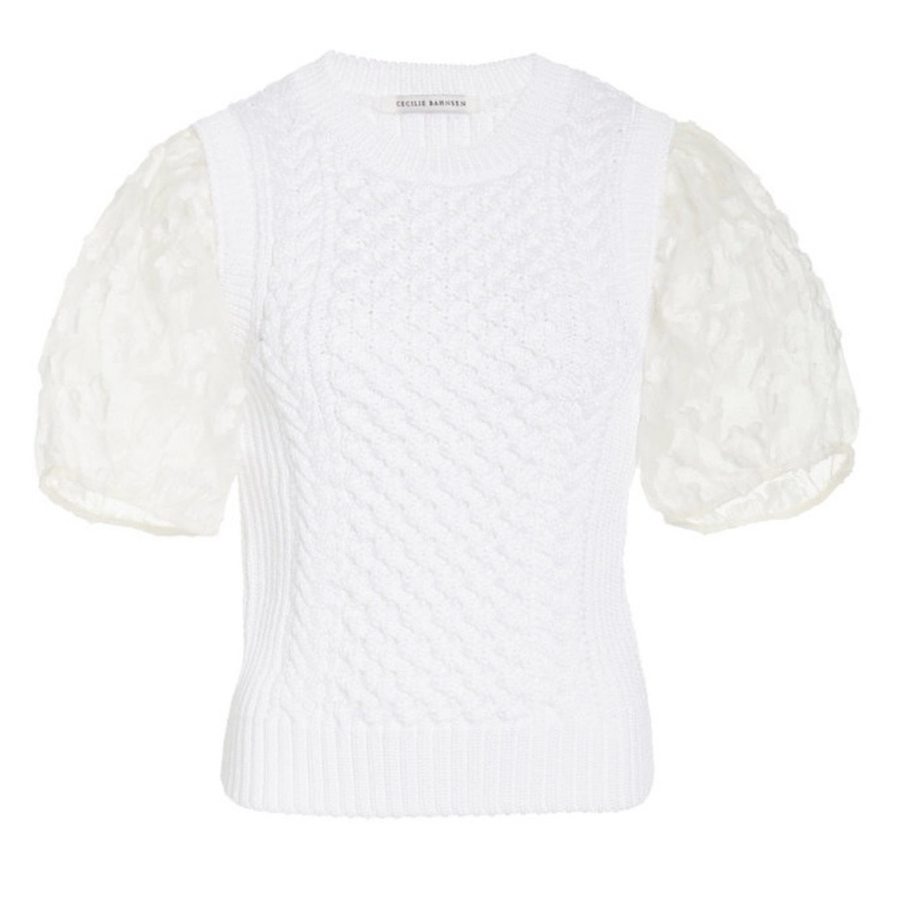 Cecilie Bahnsen Faye Organza-detailed Knit Top S - Picture 3 of 10
